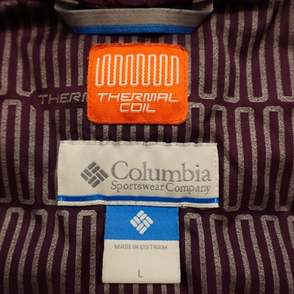 Columbia Thermal Coil Insulated Hooded Jacket Women's Large Purple Pink Puffer‎ - Picture 3 of 15